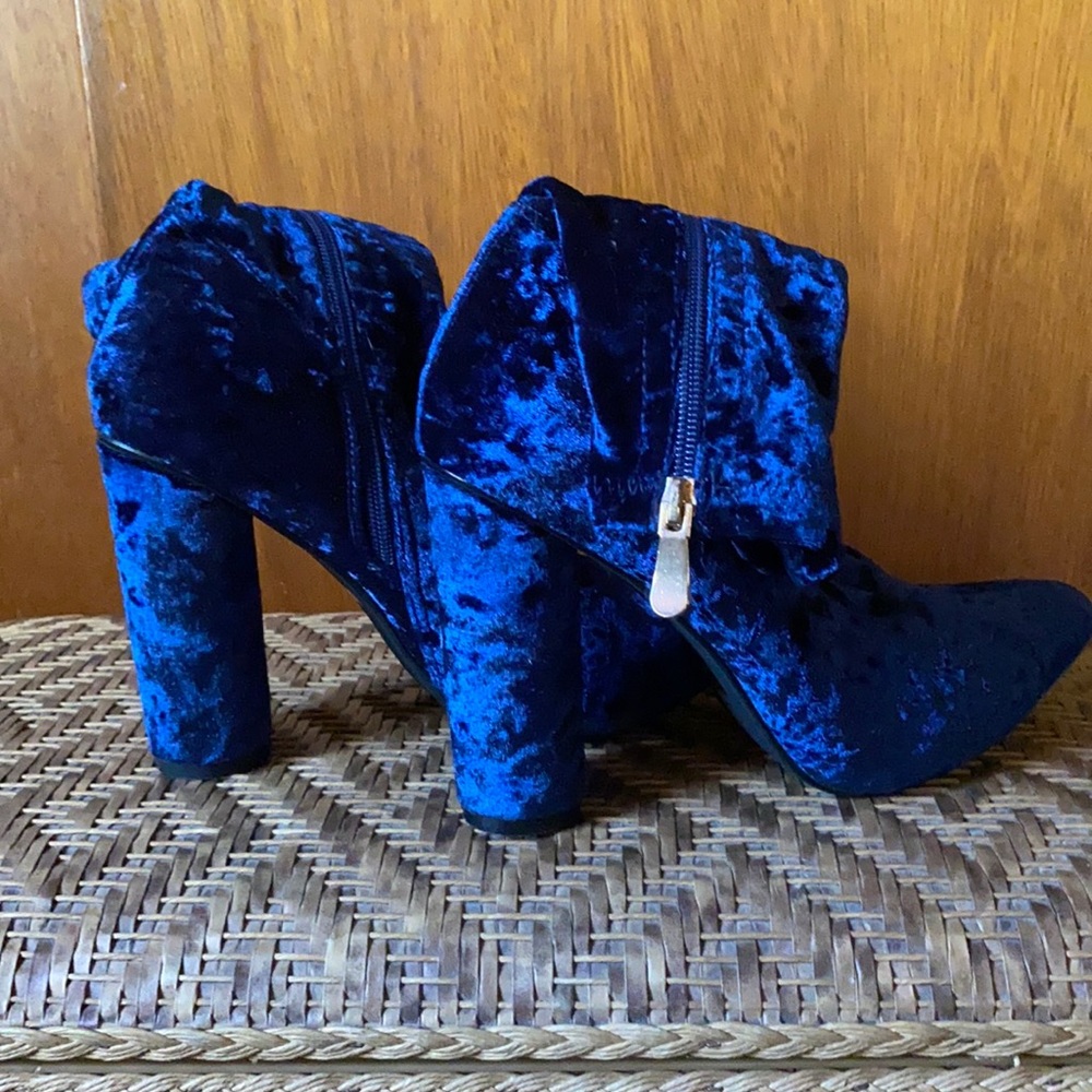 Blue Velvet ankle boots